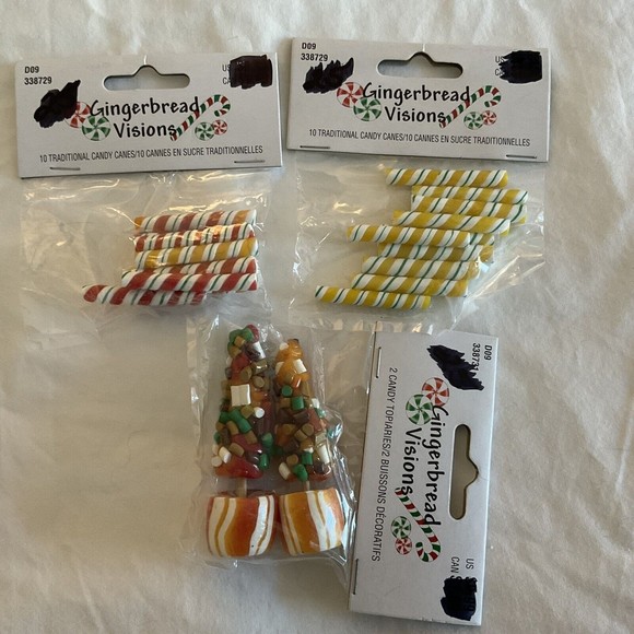 Gingerbread Visions Miniature Crafting Pieces NEW Candy Canes And Candy Trees - Picture 1 of 4